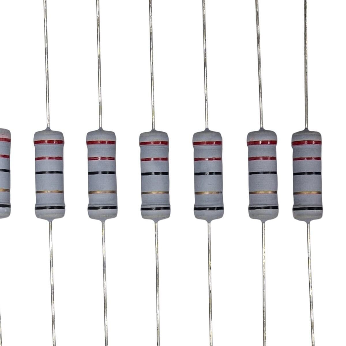 Kit com 100x Res Fio Pth 22R 5% 5W 200Ppm Axial KNP5WSJT-73-22R