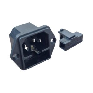 Kit com 10x Tomada De Força Tripolar Macho As-07 C/ Porta Fusivel Preto