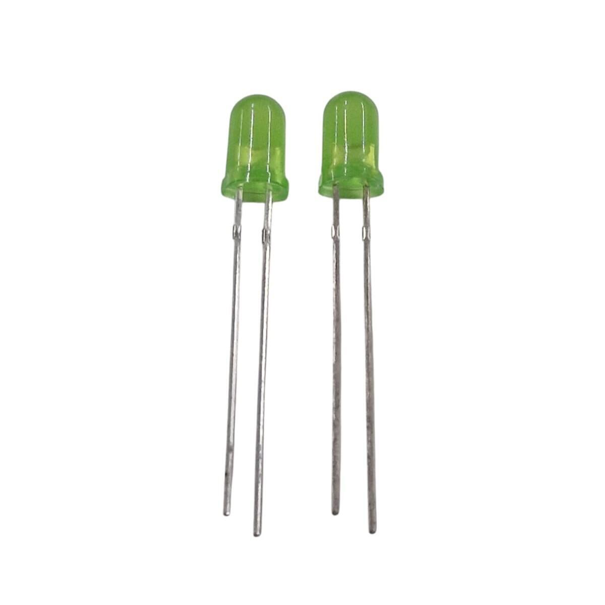 Kit com 1000x Led 5mm Verde Difuso 100-200mcd 20mA