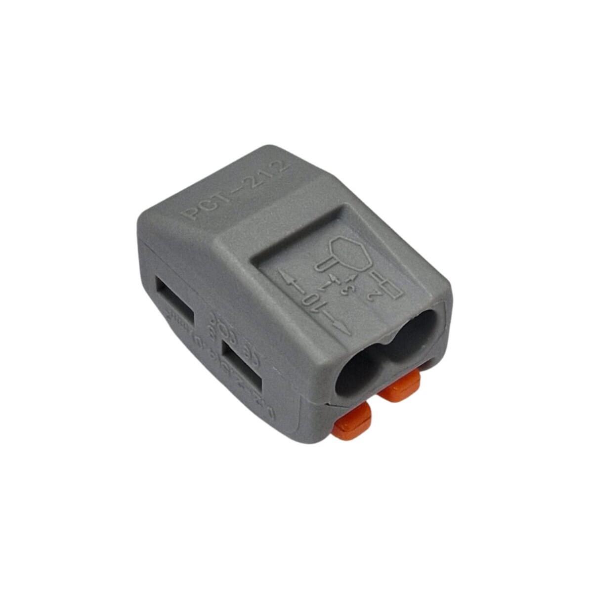 Kit com 50x Conector Emenda Rápida Alavanca 2 Fios Tipo Wago Cinza E Laranja - Imagem 3