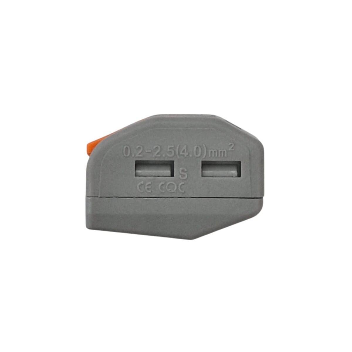 Kit com 50x Conector Emenda Rápida Alavanca 2 Fios Tipo Wago Cinza E Laranja - Imagem 5