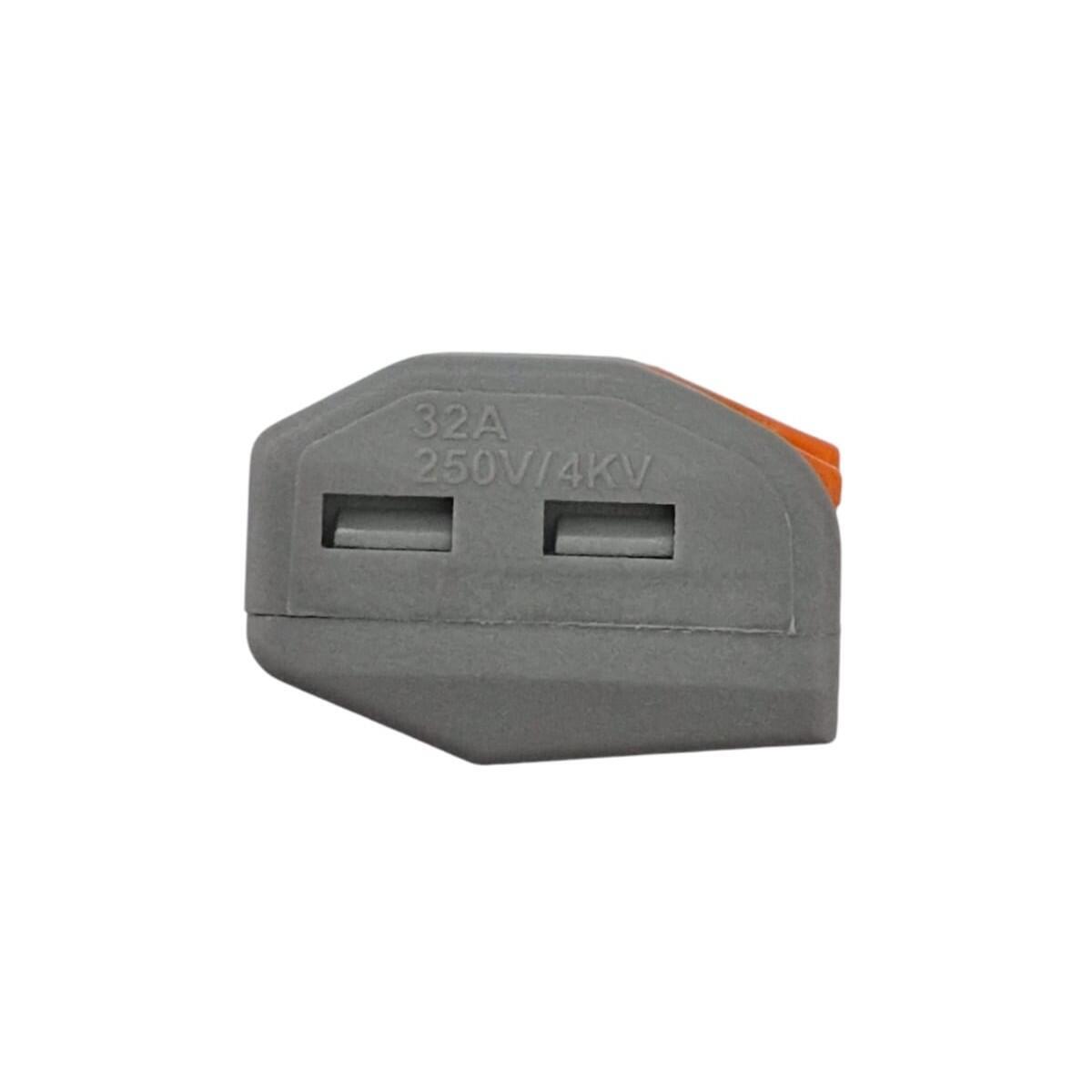 Kit com 50x Conector Emenda Rápida Alavanca 2 Fios Tipo Wago Cinza E Laranja - Imagem 6