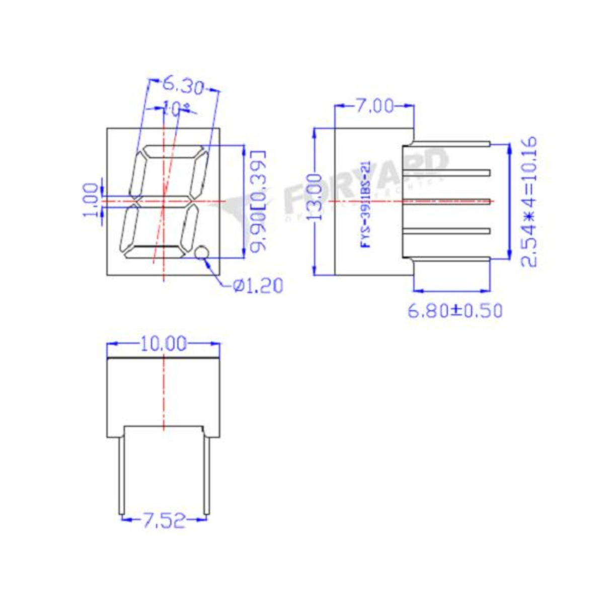 20x Display Led 1dig 0,39 Anodo Vermelho Fys-3911bs-21 - Imagem 6