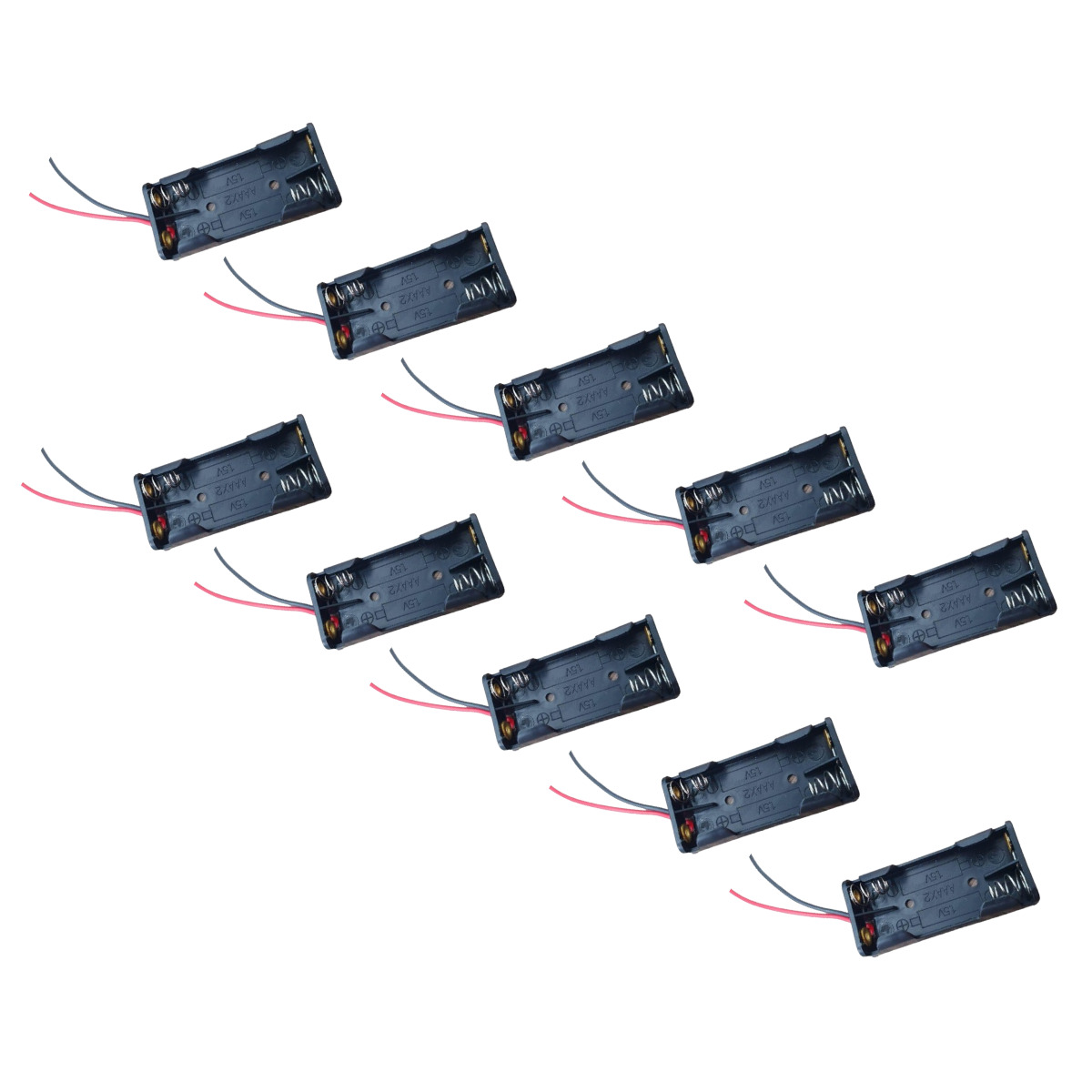 10x Suporte P/ 2 Pilhas Palito Aaa Tipo Canoa Preto - Imagem 3