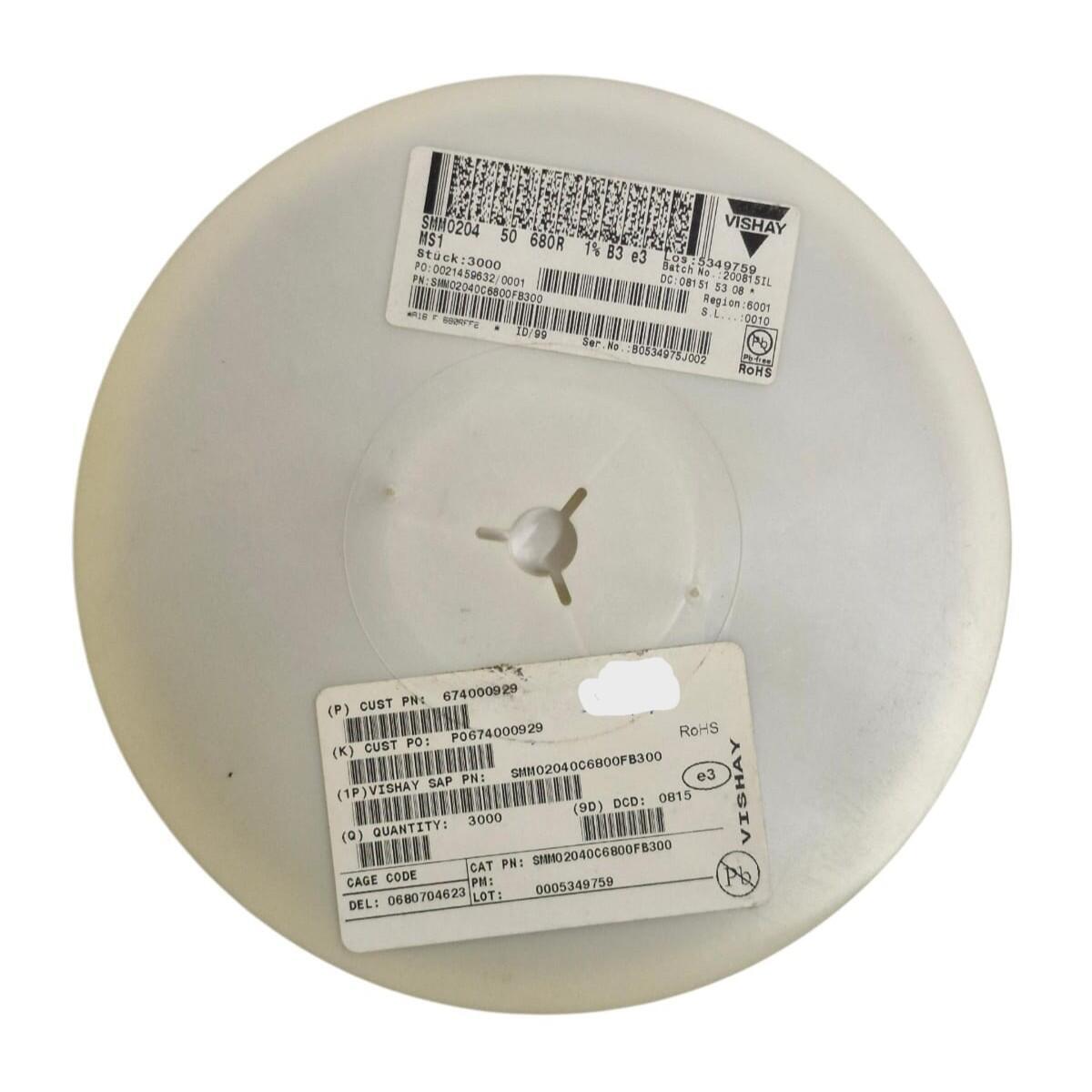 (Rolo Fechado 3.000 pçs) Resistor Smd Melf 0204 680R 1% SMM02040C6800FB300 - Imagem 3