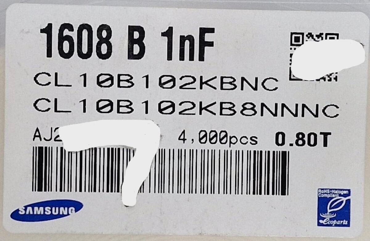 Kit com 100x Capacitor Cerâmico Smd 1nF 50V X7R 0603 CL10B102KB8NNN - Imagem 3