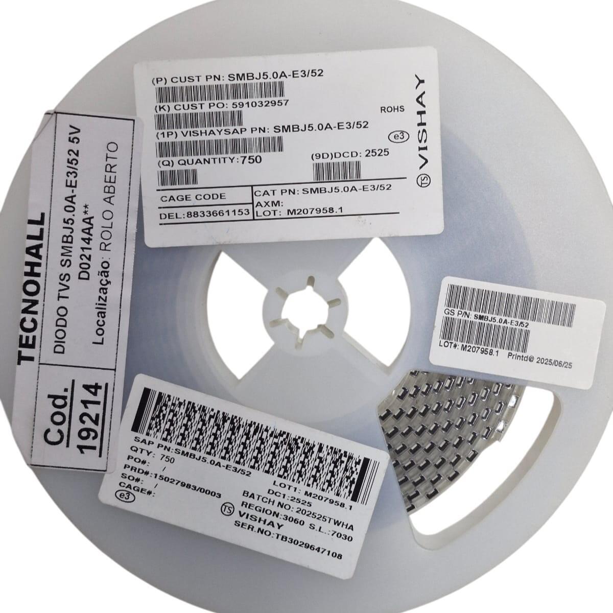 Kit com 100x Diodo Tvs Smd SMBJ5.0A-E3/52 Do-214AA - Imagem 3