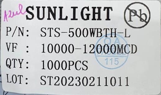 Kit com 1000x Led 5mm Azul Ultrabright 12000mcd STS-500WBTH-L - Imagem 2