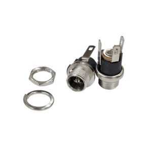 Kit com 50x Conector Jack P4 Fêmea Painel 2,5x5,5 DC025M Com Rosca