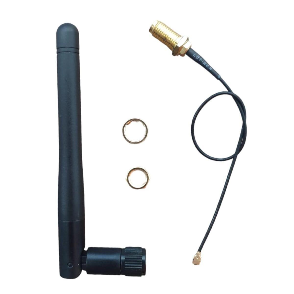 Kit com 3x Antena Wifi 2.4ghz 3dbi Conetor Rp-sma C/ Cabo Adaptador