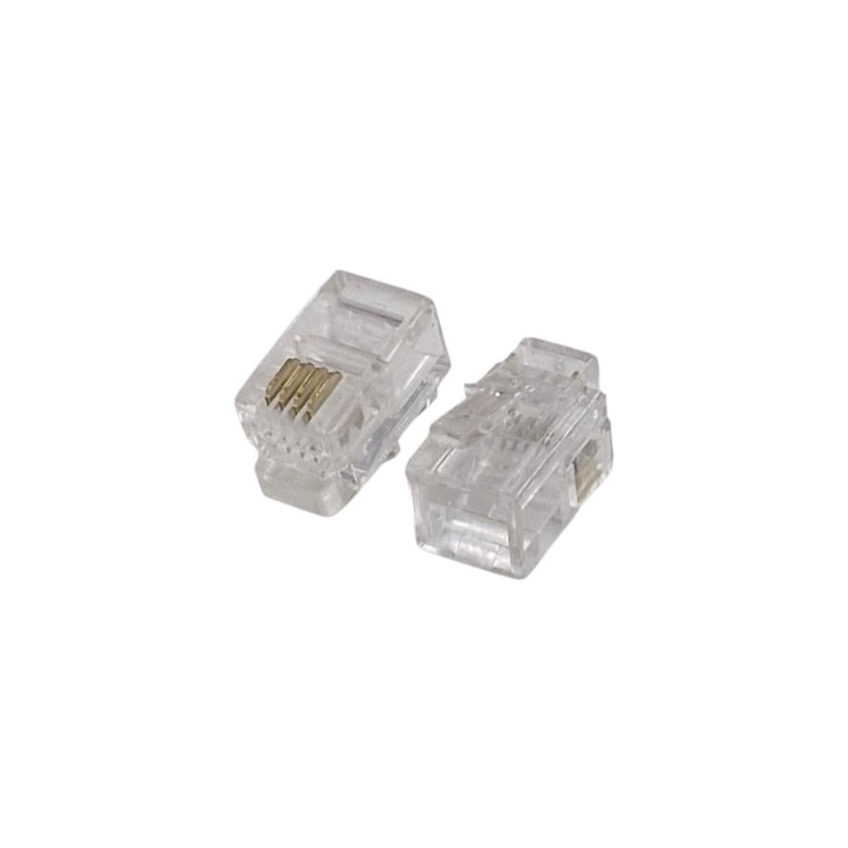 Kit com 100x Conector Plug Modular Rj11 4x4 4P4C Telefone - Imagem 2