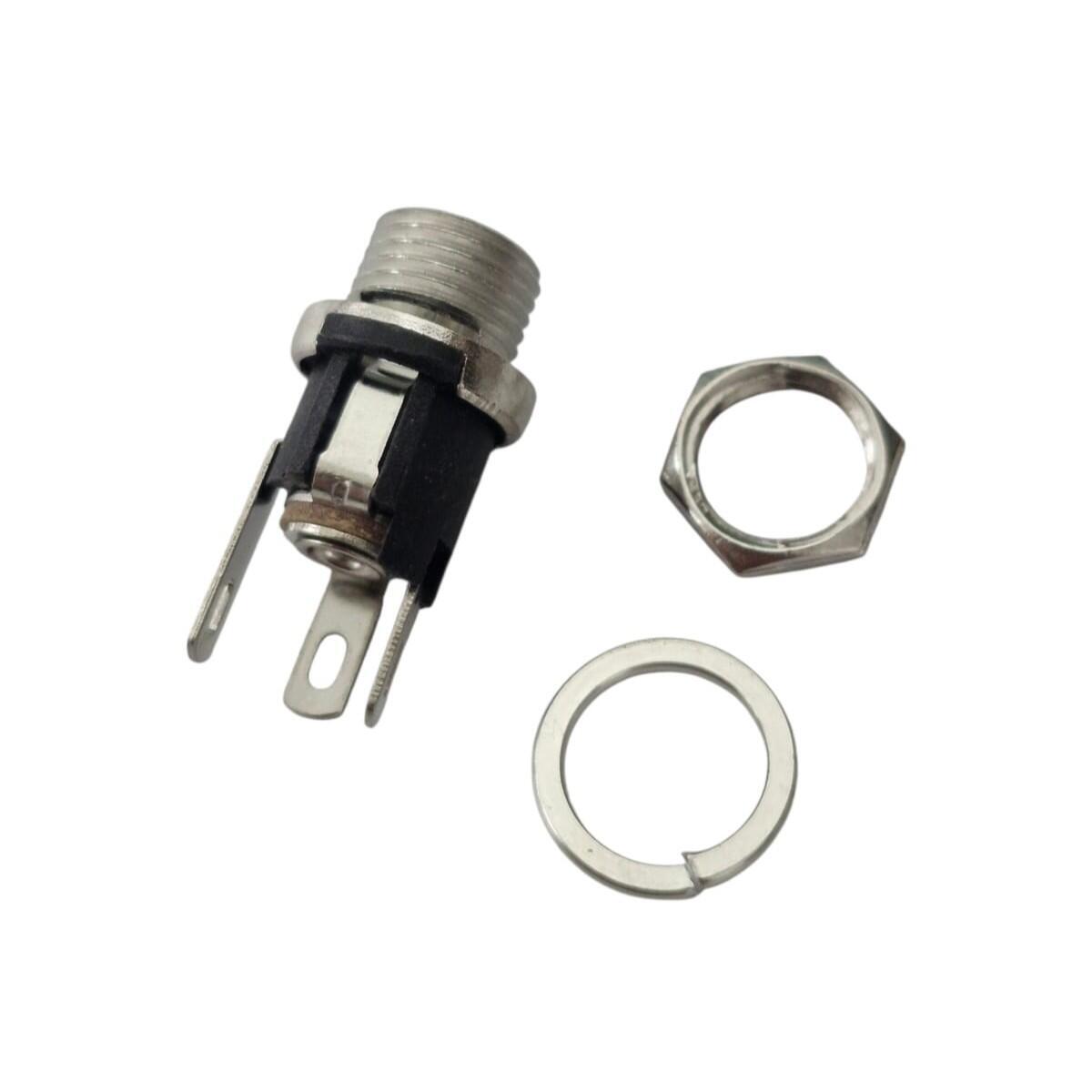 Kit com 50x Conector Jack P4 Fêmea Painel 2,5x5,5 DC025M Com Rosca - Imagem 2