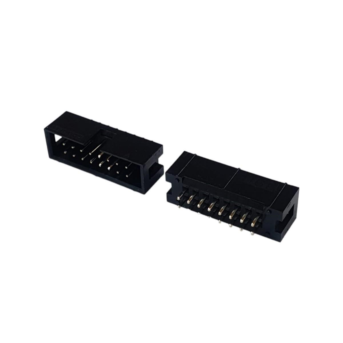 Kit com 180x Conector Box Header 16 Vias 180g 2,54mm DS1013-16SSiB1-B-0 Sem Ejetor