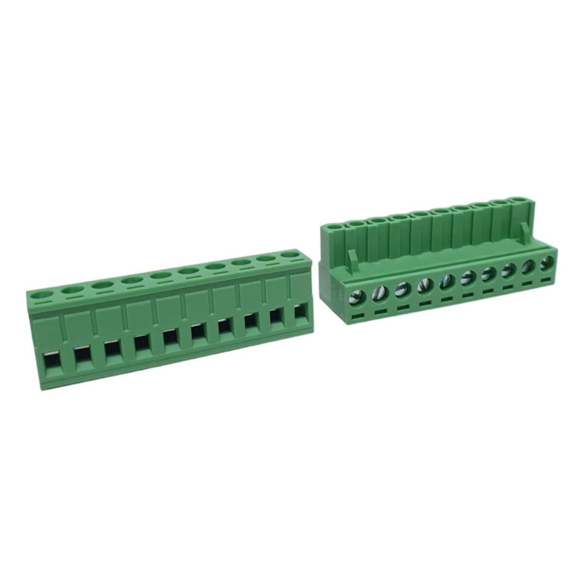 Kit com 192x Conector Borne 10 Vias Femea 90G 2EGTK-5.08-10-14-00 Verde