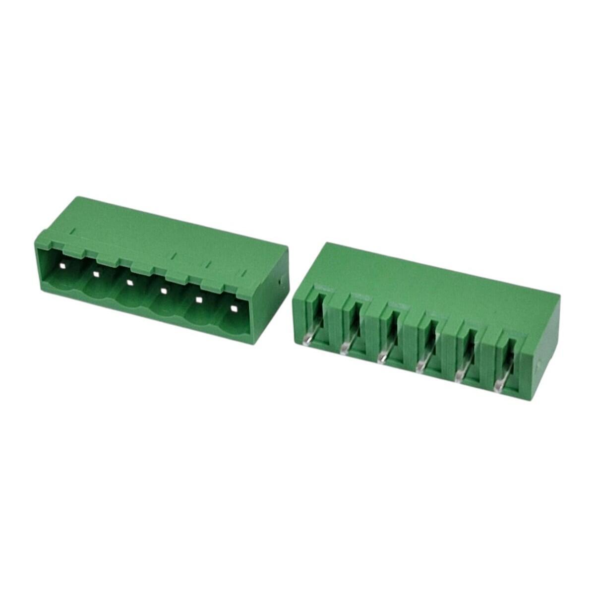 Kit com 100x Conector Borne 6 Vias Macho 180G GSP001SC-5.08-06P Verde