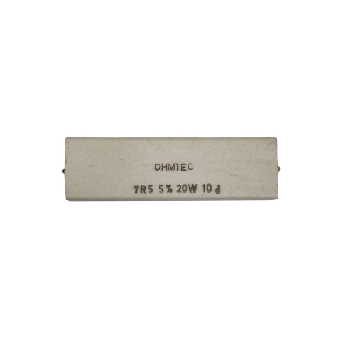 Kit com 10x Resistor de Porcelana 7R5 20W 5% 10 D