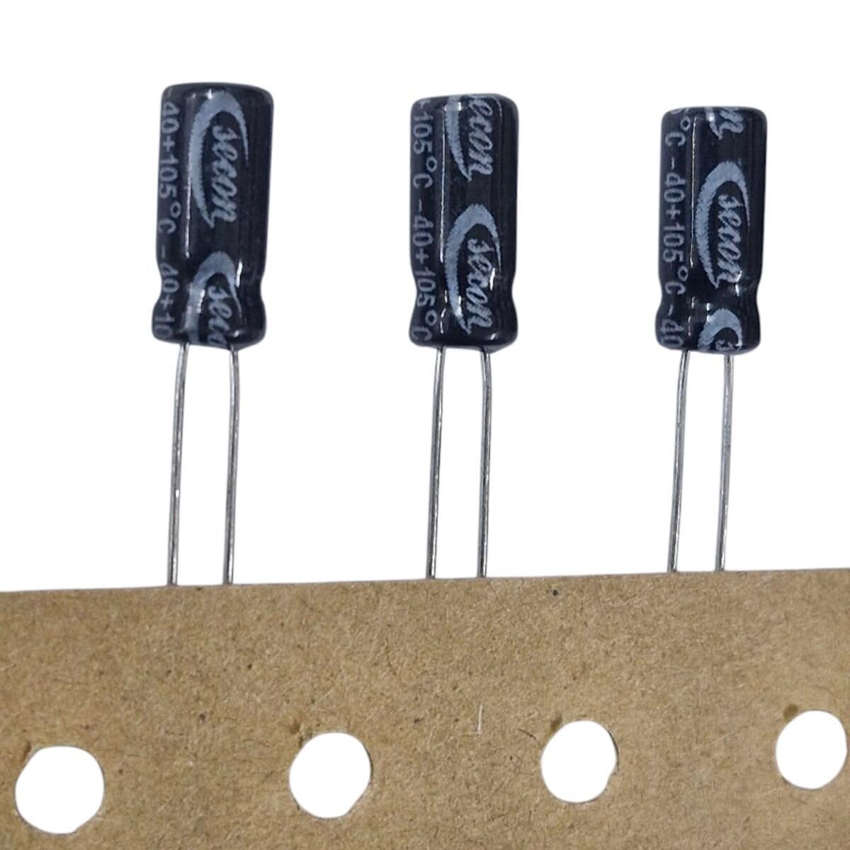 Kit com 10x Capacitor Eletrolítico Radial 47uF 25V 105C 5x11mm