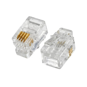 Kit com 100x Conector Plug Modular Rj11 4x4 4P4C Telefone
