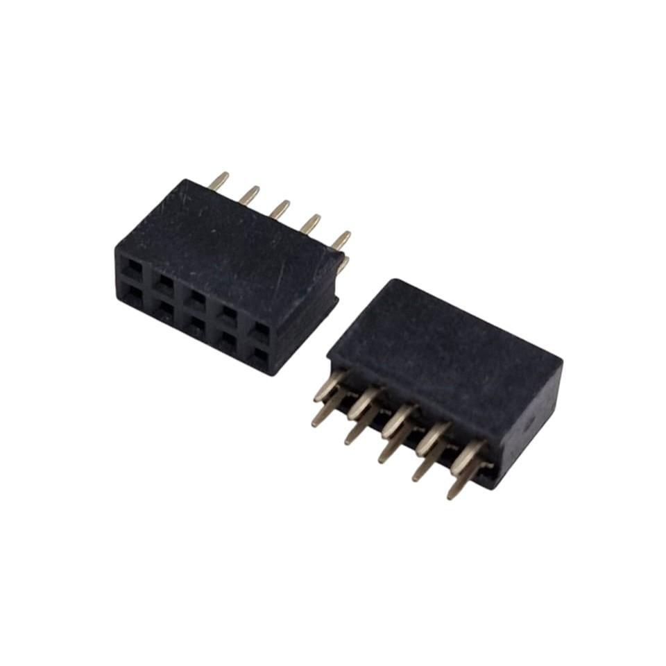 Kit com 10x Conector Barra de Pinos Fêmea 2x5 90 Graus 10 Pinos 2,54mm