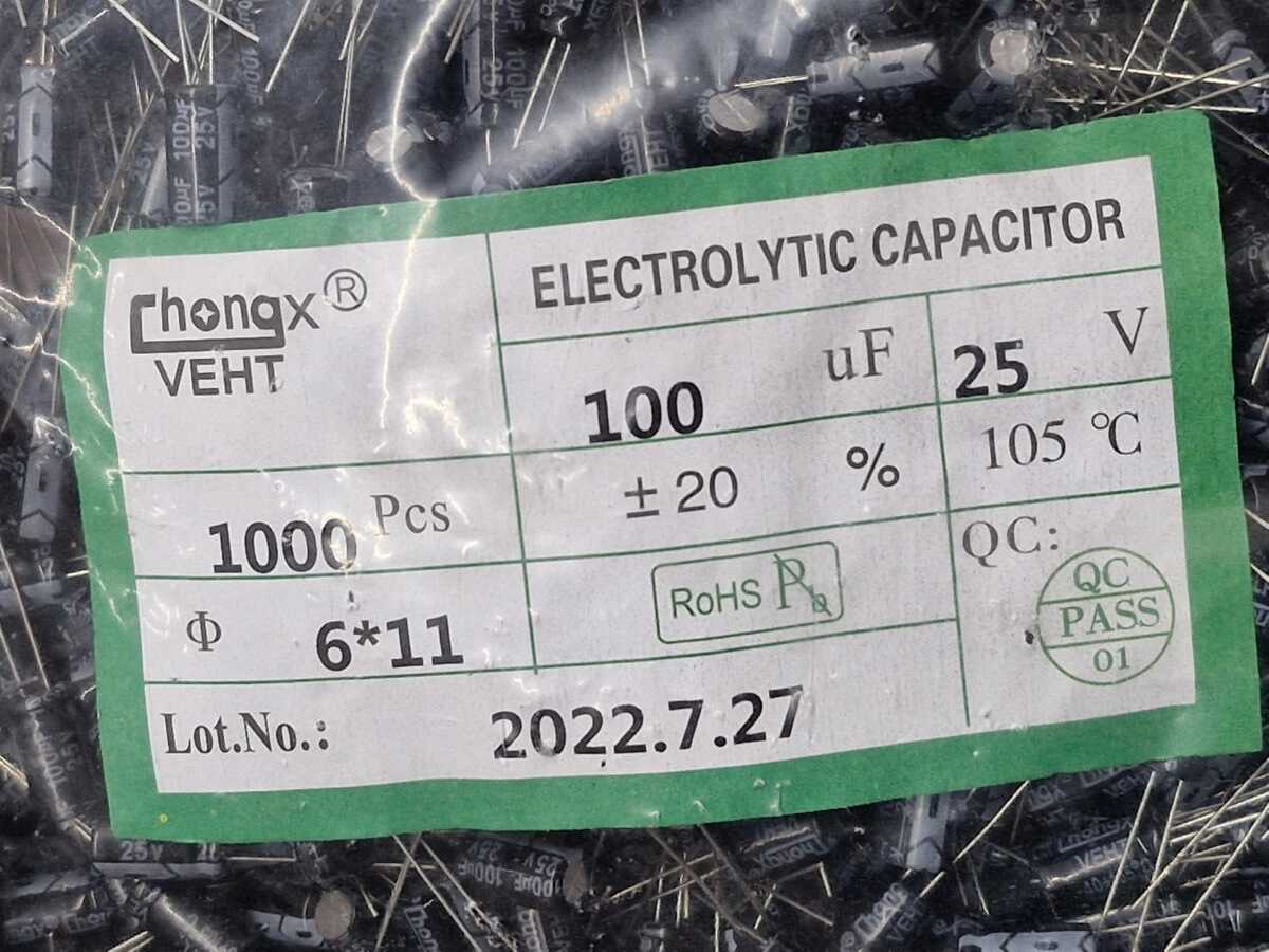 Kit com 1000x Capacitor Eletrolitico Rd 100uf 25v 20% 105c 6x11mm - Imagem 3