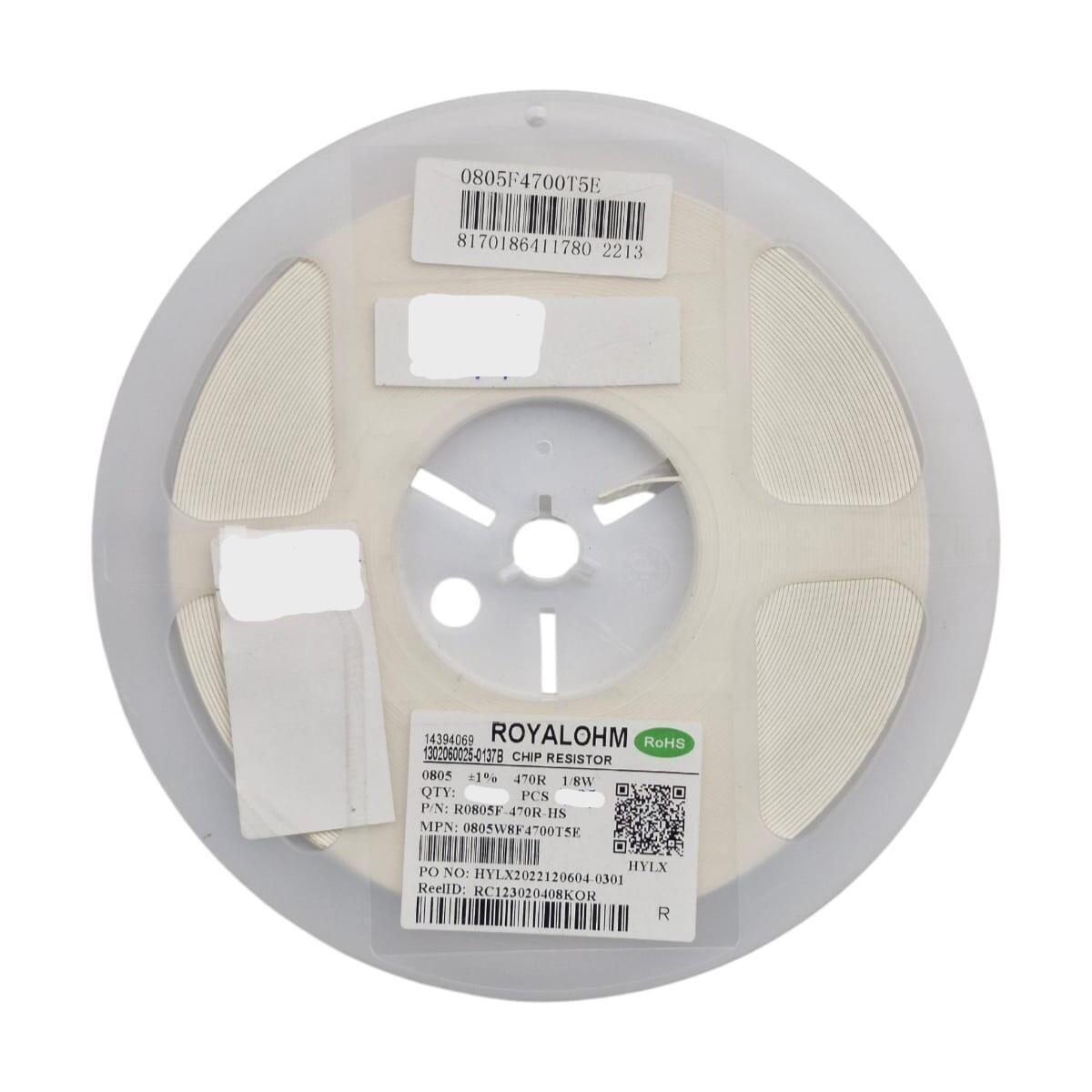 Kit com 500x Resistor Smd 0805 470R 1% 1/8W 0805W8F4700T5E - Imagem 3