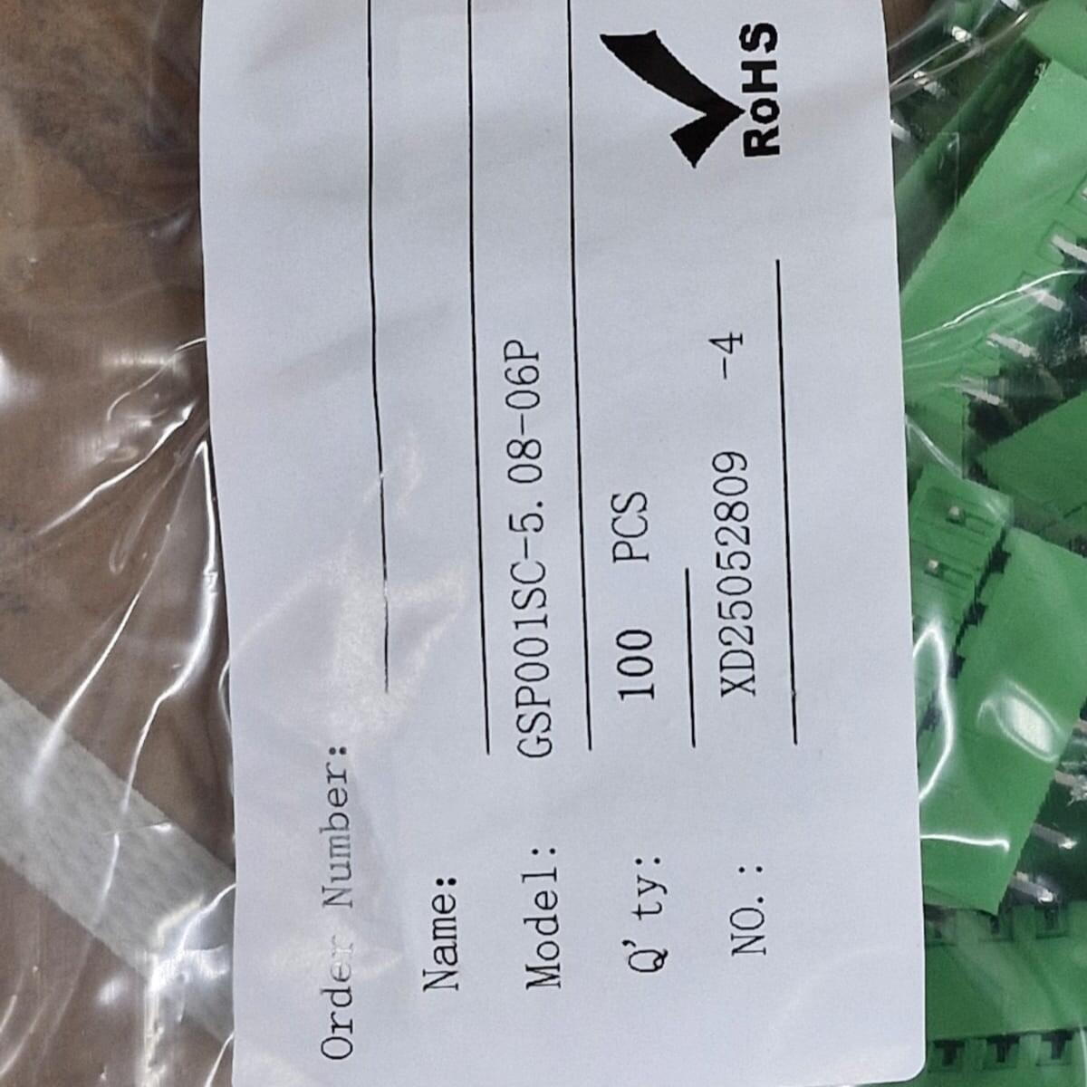 Kit com 100x Conector Borne 6 Vias Macho 180G GSP001SC-5.08-06P Verde - Imagem 4