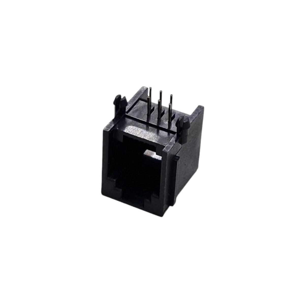 Kit com 10x Conector Jack Femea RJ12 6P6C para PCI 90 Graus Preto - Imagem 2