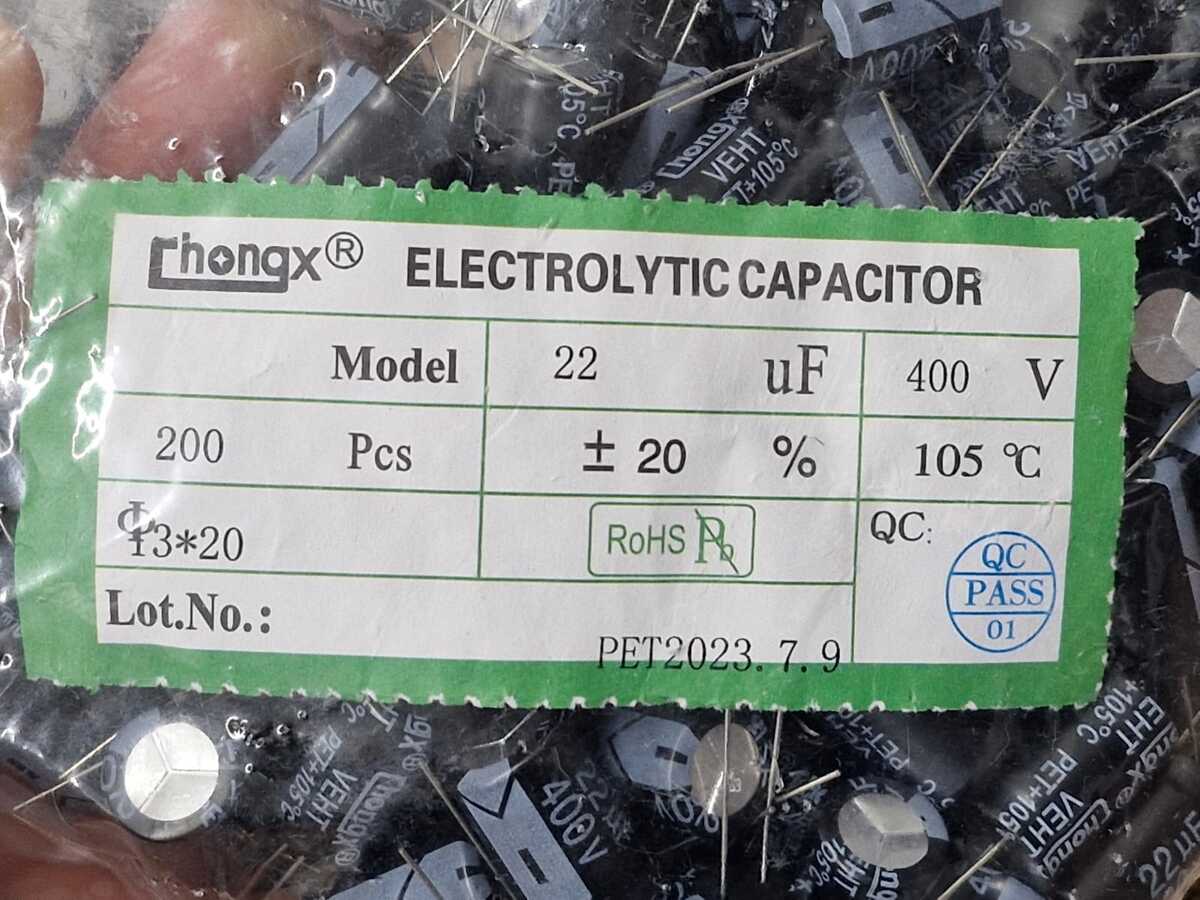Kit com 200x Capacitor Eletrolítico 22uF 400V 105C 13x20mm Radial - Imagem 2