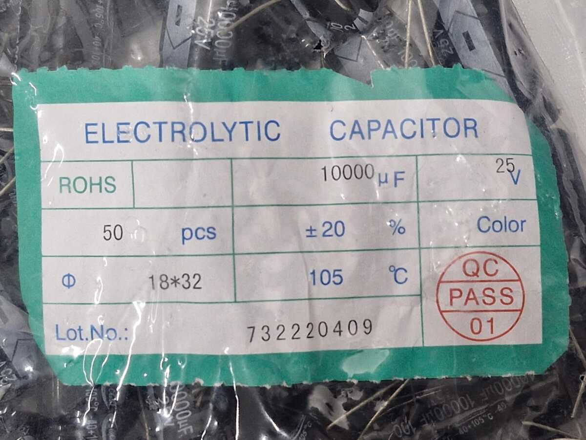 Kit com 100x Capacitor Eletrolítico 10000uF 25V 105C 18x32mm - Imagem 2