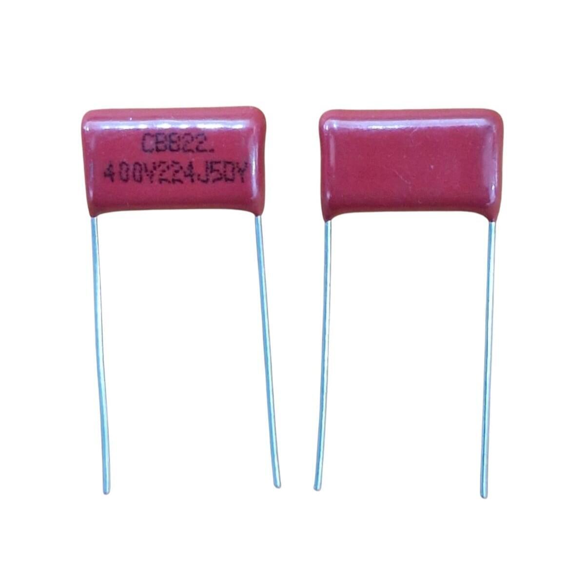 Kit com 200x Capacitor Poliéster CBB22 220nF 400V P22 PTH - Imagem 2