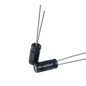 Kit com 100x Capacitor Eletrolítico 220uF 10V 105C 5x11mm Terminal Reto