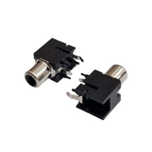 Kit com 200x Conector Jack RCA Fêmea AV-8,4-9B Preto para Placa PCB 90