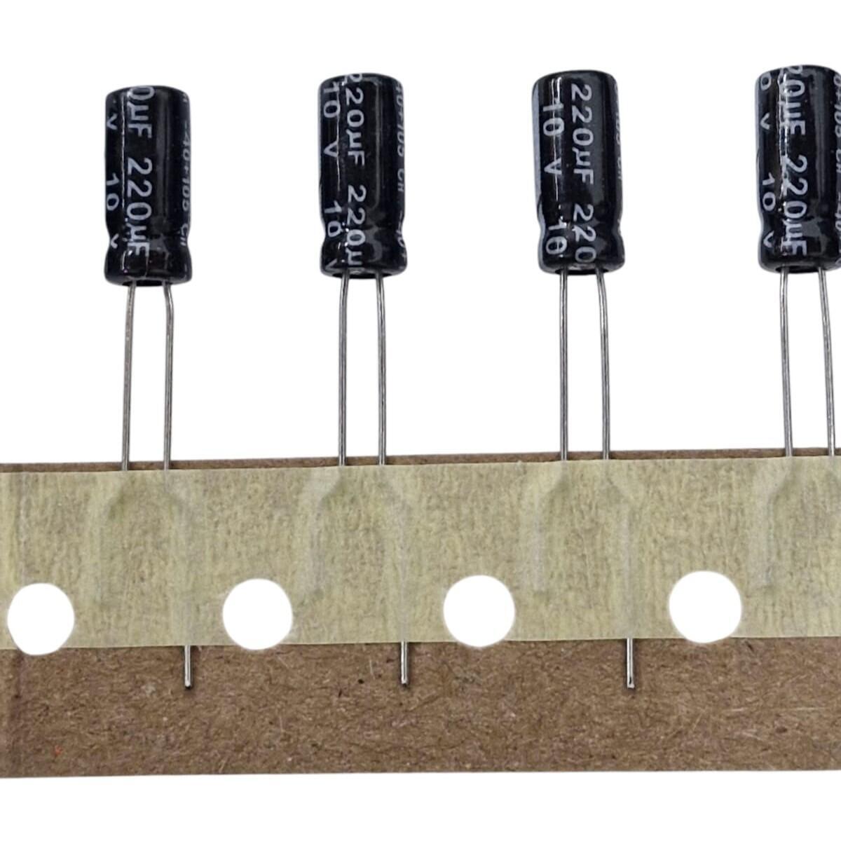 Kit com 2.000x Capacitor Eletrolítico 220uF 10V 105C 5x11 Fitado