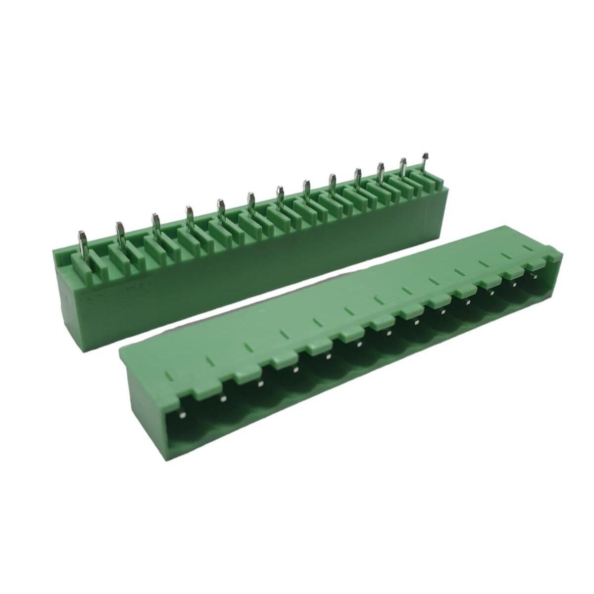 Kit com 50x Conector Borne 13 Vias Macho 180G 2EGTVC-5.08-13-14-00 Verde