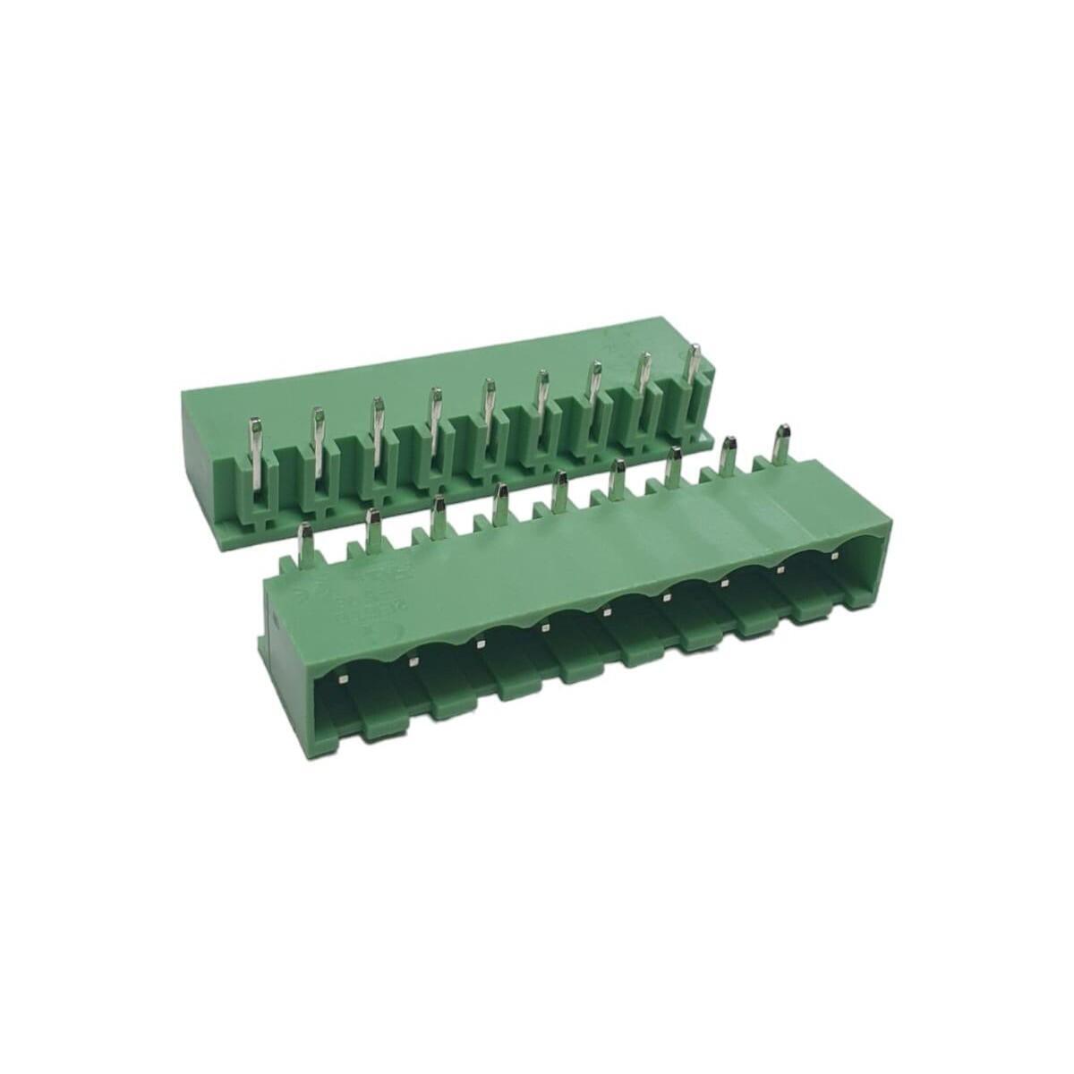 Kit com 192x Conector Borne 9 Vias Macho 90G 2EGTRC-5.08-09-14-00 Verde