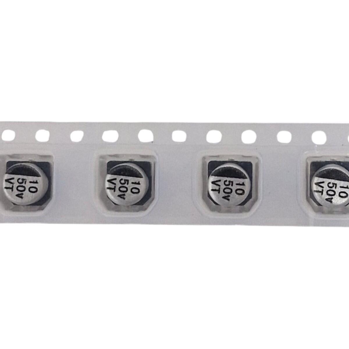 Kit com 1.000x Capacitor Eletrolítico SMD 10uF 50V 5x5,4mm