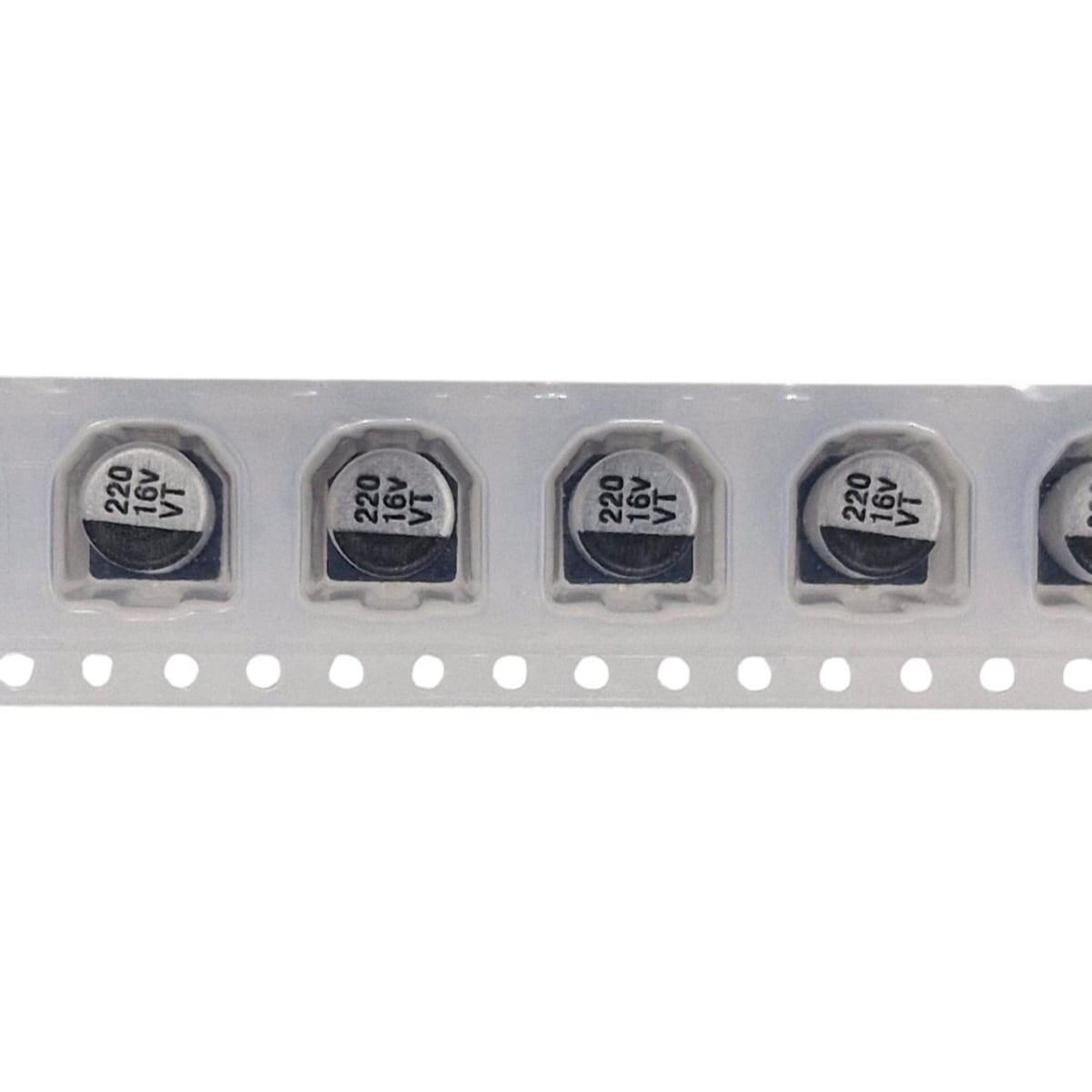 Kit com 1.000x Capacitor Eletrolítico SMD 220uF 16V 6.3x7.7mm VT1C221ME077000LPO
