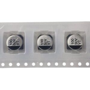 Kit com 100x Capacitor Eletrolítico SMD 100uF 50V 8x10,5mm VT1H01MF105