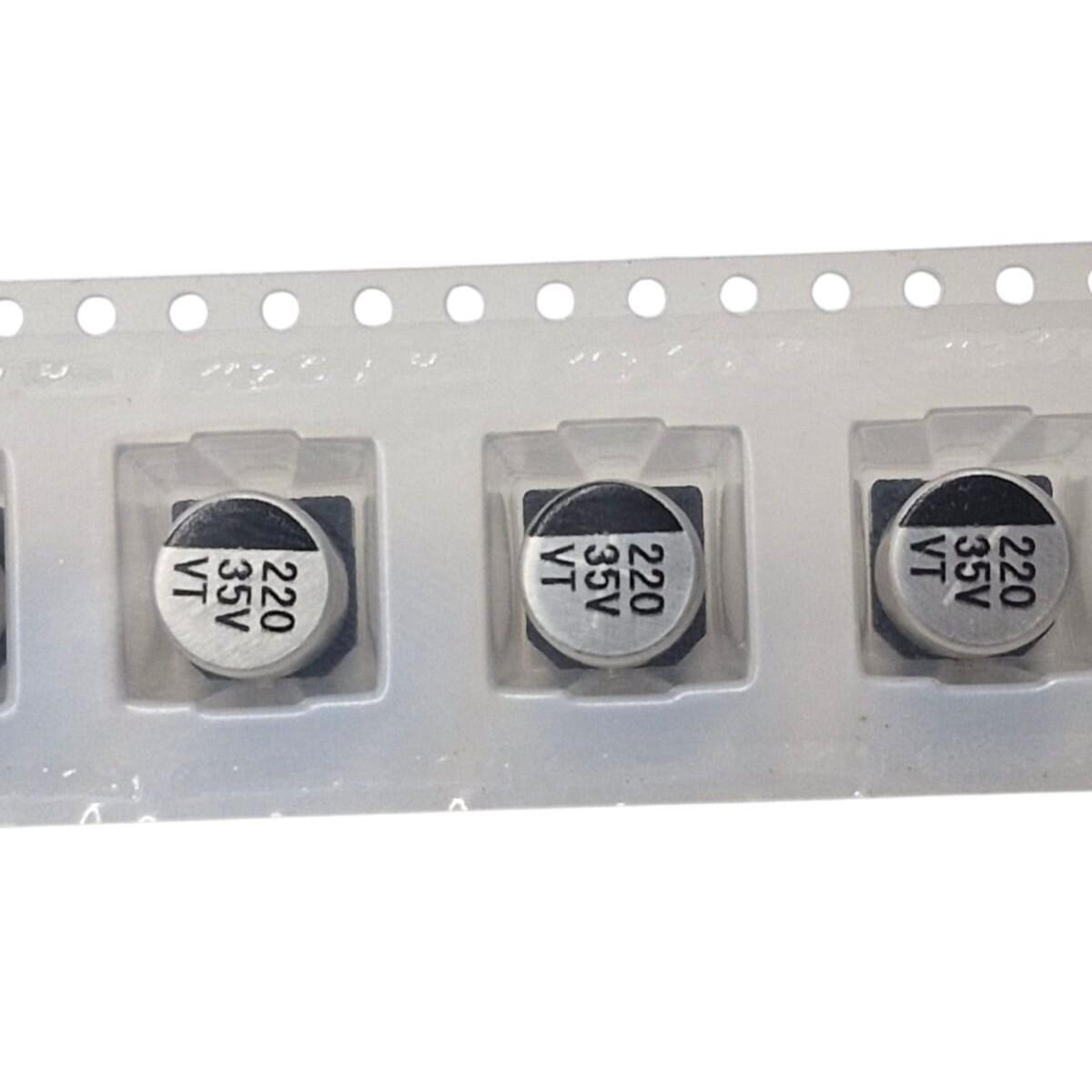 Kit com 500x Capacitor Eletrolítico SMD 220uF 35V 8x10.5 RVT1V221MF105
