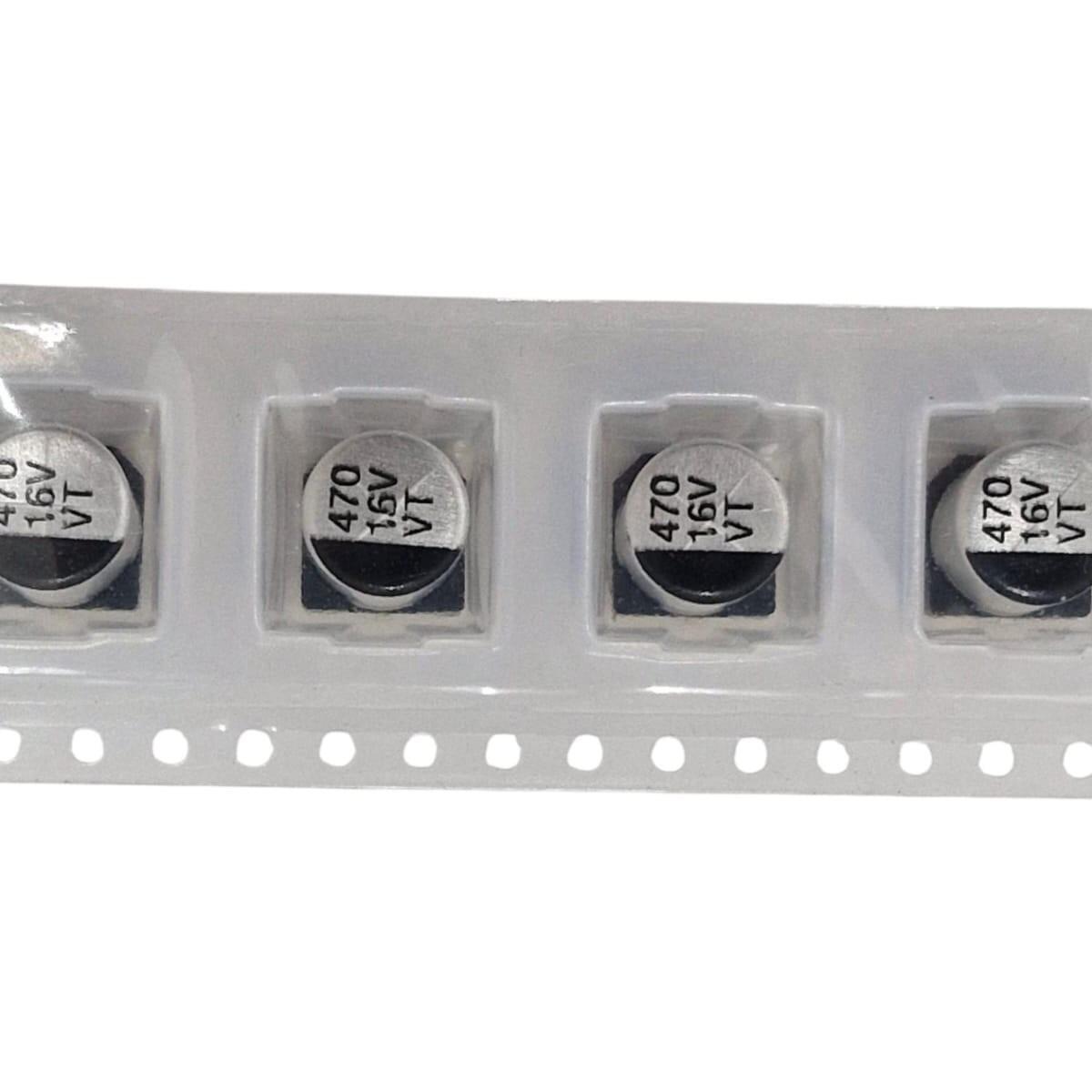 Kit com 500x Capacitor Eletrolítico SMD 470uF 16V 8x10,5mm VT1C471MF105G