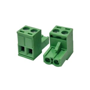 Kit com 200x Conector Borne 2 Vias Femea 90G 2EDGK-5.08-02P Verde