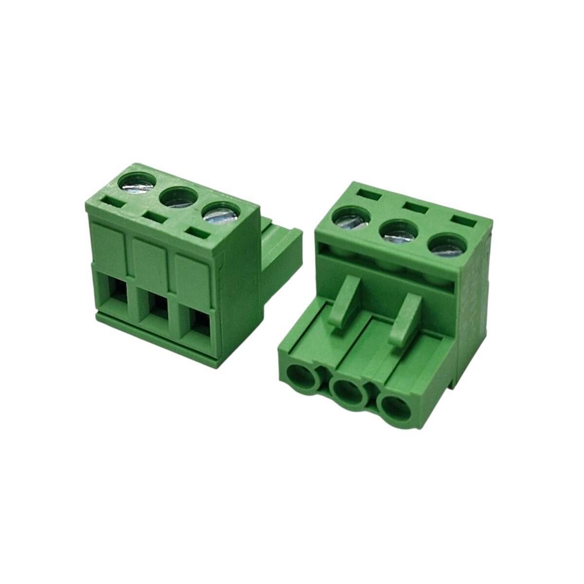 Kit com 200x Conectores Borne 3 Vias Femea 90G 2EDGK-5.08-03P Verde