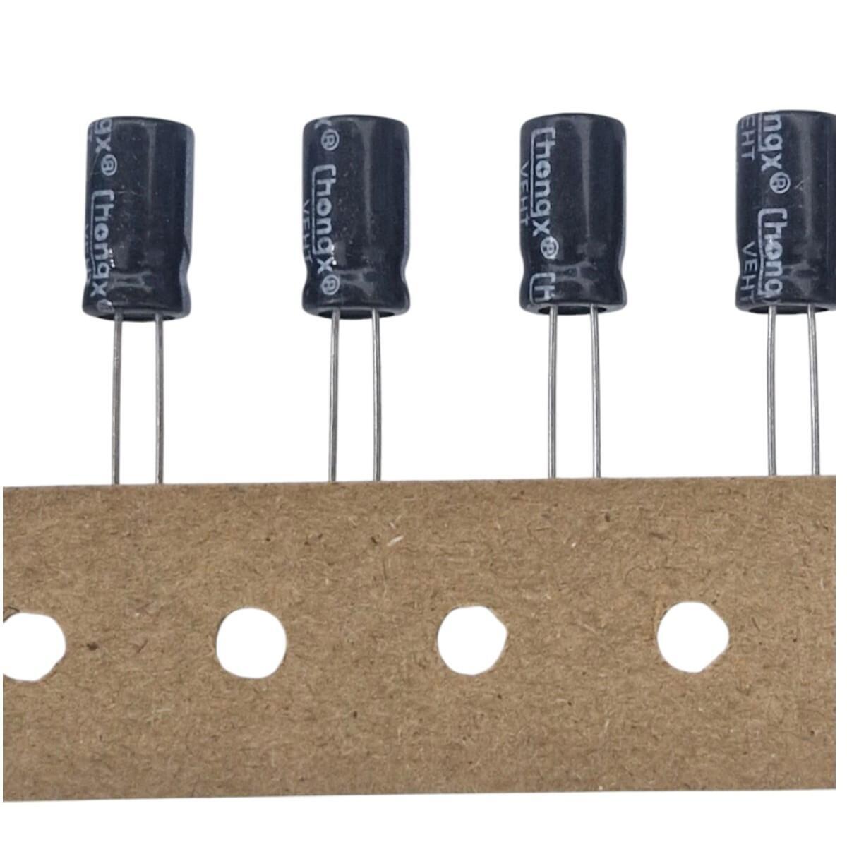 Kit com 1.000x Capacitor Eletrolítico 10uF 100V 105C Chongx 6x11mm