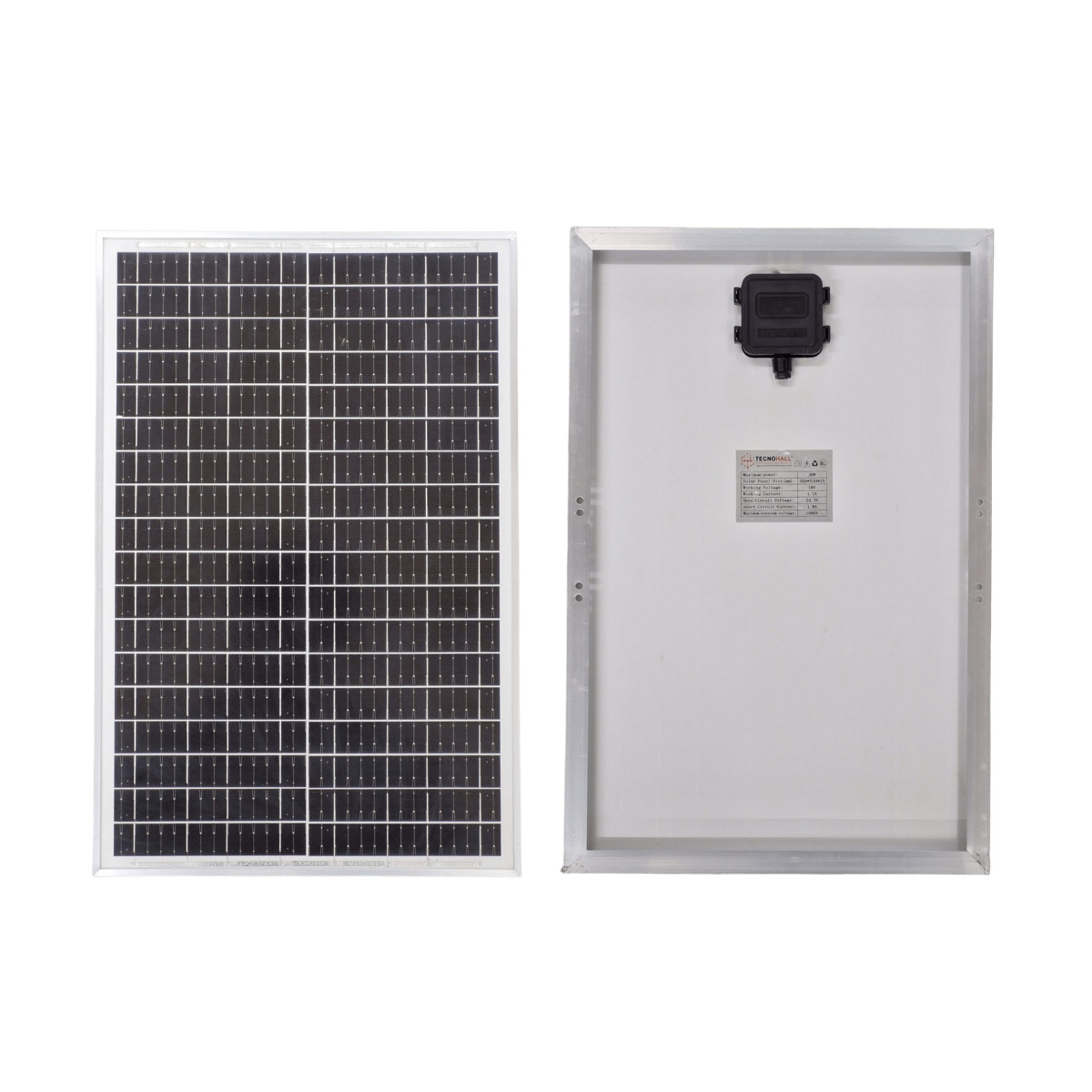Painel Placa Energia Solar 30w 18v Fotovoltaico 1000v Preto 1000v 24.3v