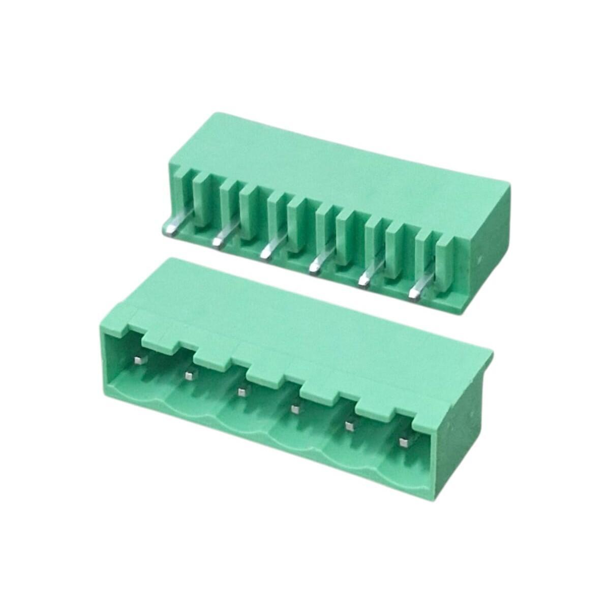 Kit com 200x Conector Borne 6 Vias Macho 180G GSP001VC-5.08-06P Verde