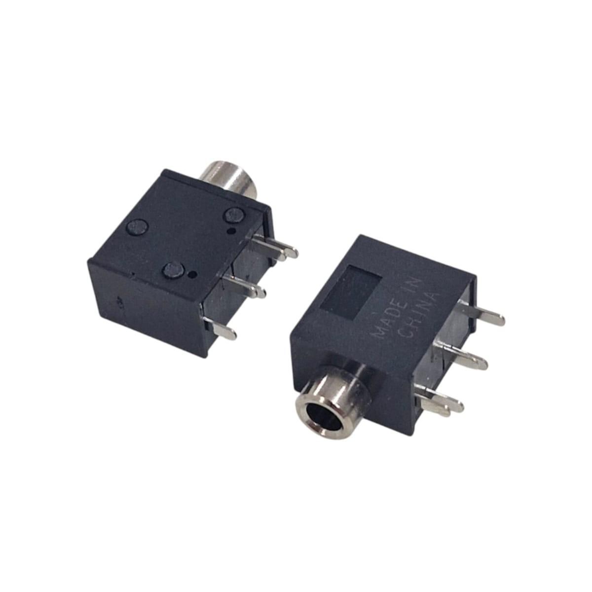 Kit com 20x Conector Jack J2 P2 Fêmea Estéreo 3,5mm 5 Pinos SJ1-3535N