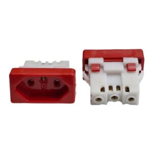 Kit com 5x Tomada Fêmea Vermelha 2P+T 10A 250V