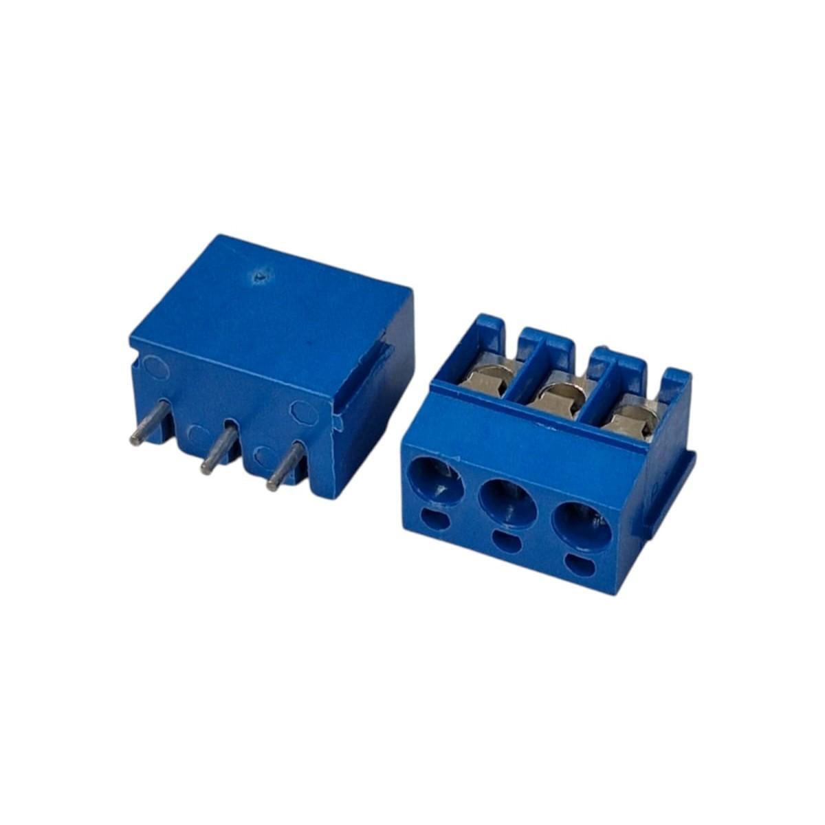 Kit com 400x Conector Borne 3 Vias Macho 180G 12,5mm GT300-5.0-03P-12-00 Azul