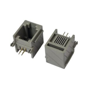 Kit com 100x Conector Jack Modular RJ11 6P4C 90 Graus Cinza