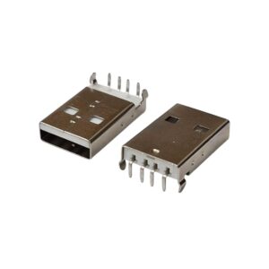 Kit com 6x Conector USB Tipo A Macho 90 Graus para Placa PCB